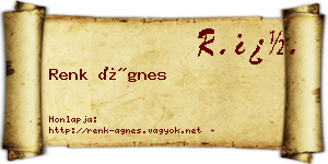 Renk Ágnes névjegykártya